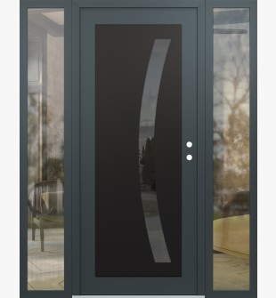 Diamond C4 64" x 80" anthracite/anthracite mirrored Glass Panel black LHI with 2 Sidelites clear Glass