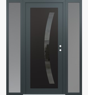 Diamond C4 60" x 80" anthracite/anthracite mirrored Glass Panel black LHI with 2 Sidelites frosted Glass