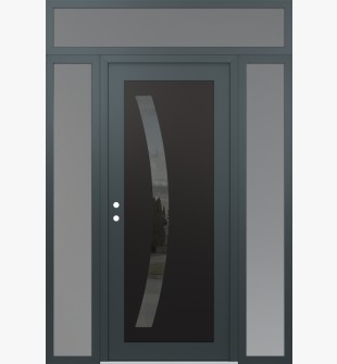 Diamond C4 68" x 96" anthracite/anthracite mirrored Glass Panel black RHI with 2 Sidelites and Transom frosted Glass