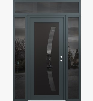 Diamond C4 60" x 96" anthracite/anthracite mirrored Glass Panel black LHI with 2 Sidelites and Transom mirrored Glass