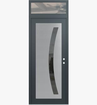 Diamond C4 36" x 96" anthracite/anthracite mirrored Glass Panel stainless steel LHI with Transom clear Glass