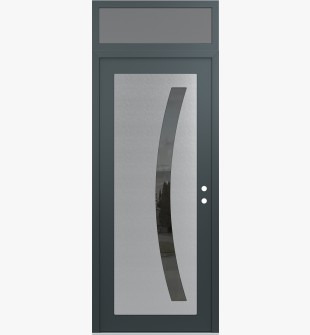 Diamond C4 36" x 96" anthracite/anthracite mirrored Glass Panel stainless steel LHI with Transom frosted Glass