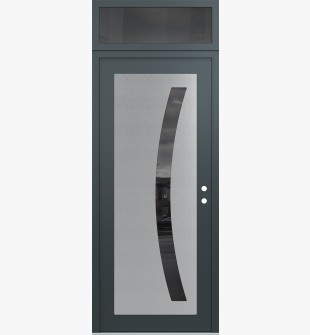 Diamond C4 36" x 96" anthracite/anthracite mirrored Glass Panel stainless steel LHI with Transom mirrored Glass