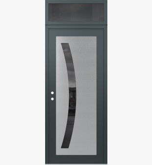 Diamond C4 36" x 96" anthracite/anthracite mirrored Glass Panel stainless steel RHI with Transom mirrored Glass