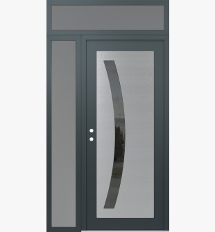 Diamond C4 48" x 96" anthracite/anthracite mirrored Glass Panel stainless steel RHI with Sidelite and Transom frosted Glass