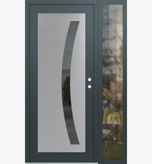 Diamond C4 52" x 80" anthracite/anthracite mirrored Glass Panel stainless steel LHI with Sidelite clear Glass