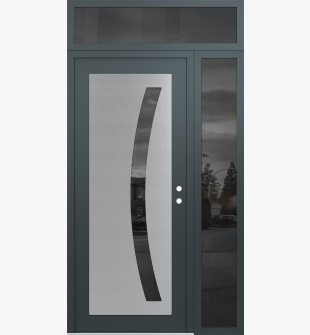 Diamond C4 48" x 96" anthracite/anthracite mirrored Glass Panel stainless steel LHI with Sidelite and Transom mirrored Glass