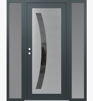 Diamond C4 68" x 80" anthracite/anthracite mirrored Glass Panel stainless steel RHI with 2 Sidelites frosted Glass
