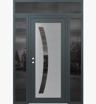 Diamond C4 60" x 96" anthracite/anthracite mirrored Glass Panel stainless steel RHI with 2 Sidelites and Transom mirrored Glass