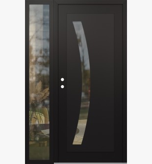 Diamond C4 48" x 80" black/black clear Glass Panel black RHI with Sidelite clear Glass