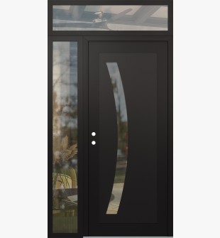 Diamond C4 52" x 96" black/black clear Glass Panel black RHI with Sidelite and Transom clear Glass