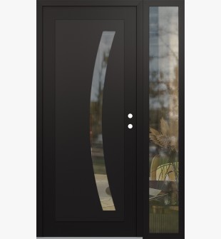 Diamond C4 52" x 80" black/black clear Glass Panel black LHI with Sidelite clear Glass