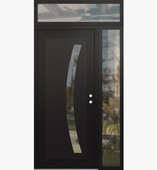 Diamond C4 48" x 96" black/black clear Glass Panel black LHI with Sidelite and Transom clear Glass