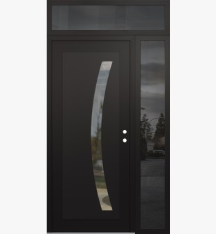 Diamond C4 48" x 96" black/black clear Glass Panel black LHI with Sidelite and Transom mirrored Glass