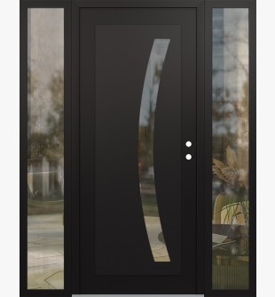 Diamond C4 68" x 80" black/black clear Glass Panel black LHI with 2 Sidelites clear Glass