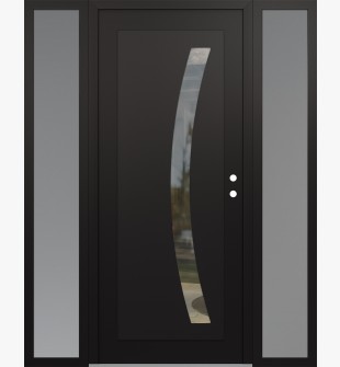 Diamond C4 68" x 80" black/black clear Glass Panel black LHI with 2 Sidelites frosted Glass