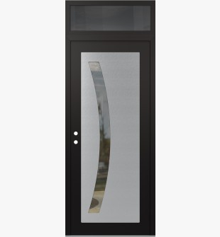 Diamond C4 36" x 96" black/black clear Glass Panel stainless steel RHI with Transom mirrored Glass
