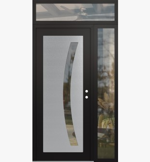 Diamond C4 52" x 96" black/black clear Glass Panel stainless steel LHI with Sidelite and Transom clear Glass