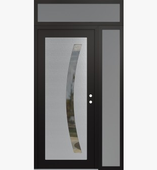 Diamond C4 52" x 96" black/black clear Glass Panel stainless steel LHI with Sidelite and Transom frosted Glass