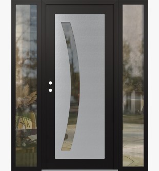 Diamond C4 68" x 80" black/black clear Glass Panel stainless steel RHI with 2 Sidelites clear Glass