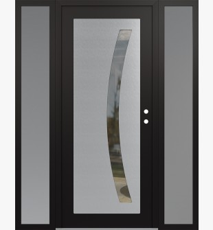 Diamond C4 60" x 80" black/black clear Glass Panel stainless steel LHI with 2 Sidelites frosted Glass