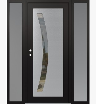 Diamond C4 60" x 80" black/black clear Glass Panel stainless steel RHI with 2 Sidelites frosted Glass