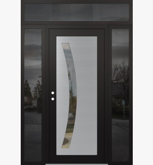 Diamond C4 60" x 96" black/black clear Glass Panel stainless steel RHI with 2 Sidelites and Transom mirrored Glass
