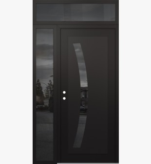 Diamond C4 48" x 96" black/black mirrored Glass Panel black RHI with Sidelite and Transom mirrored Glass