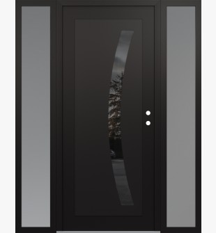 Diamond C4 68" x 80" black/black mirrored Glass Panel black LHI with 2 Sidelites frosted Glass