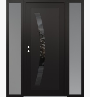 Diamond C4 60" x 80" black/black mirrored Glass Panel black RHI with 2 Sidelites frosted Glass