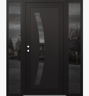 Diamond C4 64" x 80" black/black mirrored Glass Panel black RHI with 2 Sidelites mirrored Glass