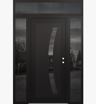 Diamond C4 68" x 96" black/black mirrored Glass Panel black LHI with 2 Sidelites and Transom mirrored Glass