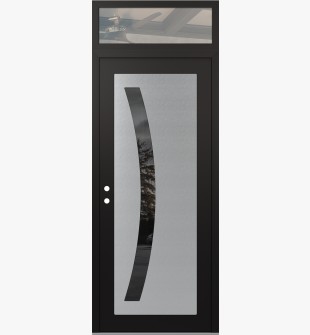 Diamond C4 36" x 96" black/black mirrored Glass Panel stainless steel RHI with Transom clear Glass