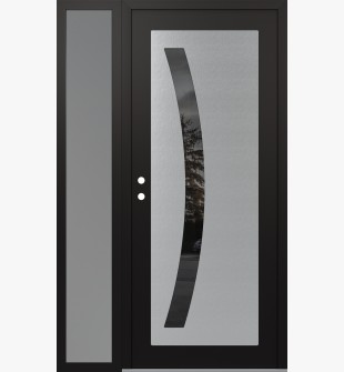 Diamond C4 48" x 80" black/black mirrored Glass Panel stainless steel RHI with Sidelite frosted Glass