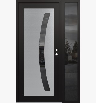 Diamond C4 52" x 80" black/black mirrored Glass Panel stainless steel LHI with Sidelite mirrored Glass