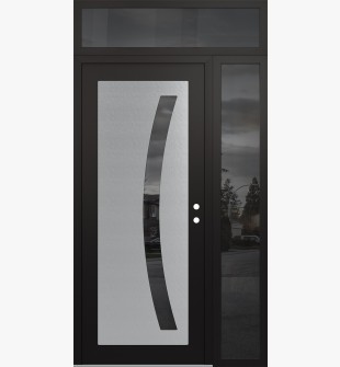 Diamond C4 50" x 96" black/black mirrored Glass Panel stainless steel LHI with Sidelite and Transom mirrored Glass