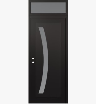 Diamond C4 36" x 96" black/white frosted Glass Panel black RHI with Transom frosted Glass