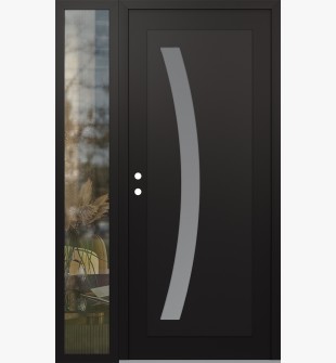 Diamond C4 50" x 80" black/white frosted Glass Panel black RHI with Sidelite clear Glass