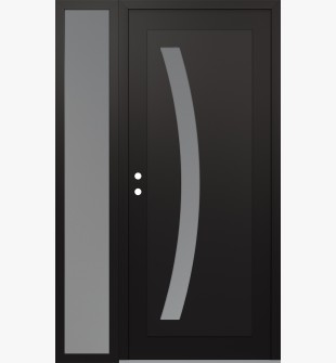 Diamond C4 50" x 80" black/white frosted Glass Panel black RHI with Sidelite frosted Glass