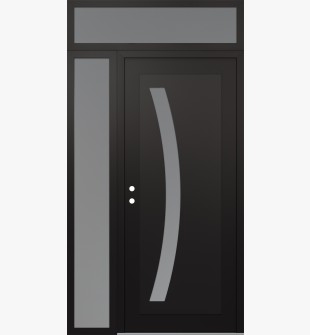 Diamond C4 48" x 96" black/white frosted Glass Panel black RHI with Sidelite and Transom frosted Glass