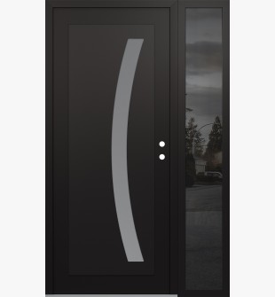 Diamond C4 52" x 80" black/white frosted Glass Panel black LHI with Sidelite mirrored Glass