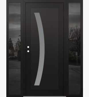 Diamond C4 60" x 80" black/white frosted Glass Panel black RHI with 2 Sidelites mirrored Glass