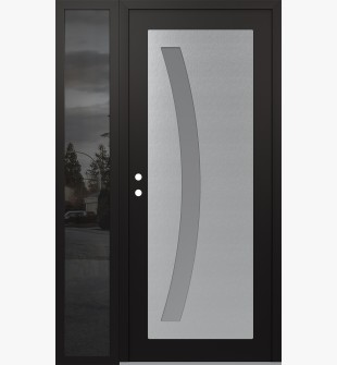 Diamond C4 50" x 80" black/white frosted Glass Panel stainless steel RHI with Sidelite mirrored Glass