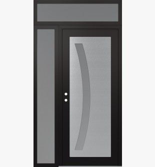Diamond C4 50" x 96" black/white frosted Glass Panel stainless steel RHI with Sidelite and Transom frosted Glass