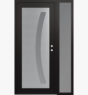 Diamond C4 48" x 80" black/white frosted Glass Panel stainless steel LHI with Sidelite frosted Glass