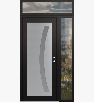 Diamond C4 48" x 96" black/white frosted Glass Panel stainless steel LHI with Sidelite and Transom clear Glass