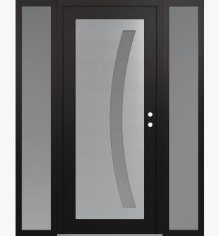 Diamond C4 64" x 80" black/white frosted Glass Panel stainless steel LHI with 2 Sidelites frosted Glass