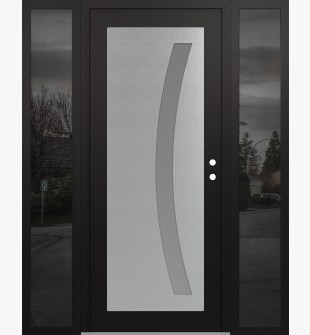 Diamond C4 68" x 80" black/white frosted Glass Panel stainless steel LHI with 2 Sidelites mirrored Glass