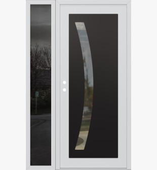 Diamond C4 48" x 80" white/white clear Glass Panel black RHI with Sidelite mirrored Glass