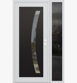 Diamond C4 50" x 80" white/white clear Glass Panel black LHI with Sidelite mirrored Glass